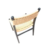 Rideu Armless Chair SET OF 2 in black with a rattan seat and back