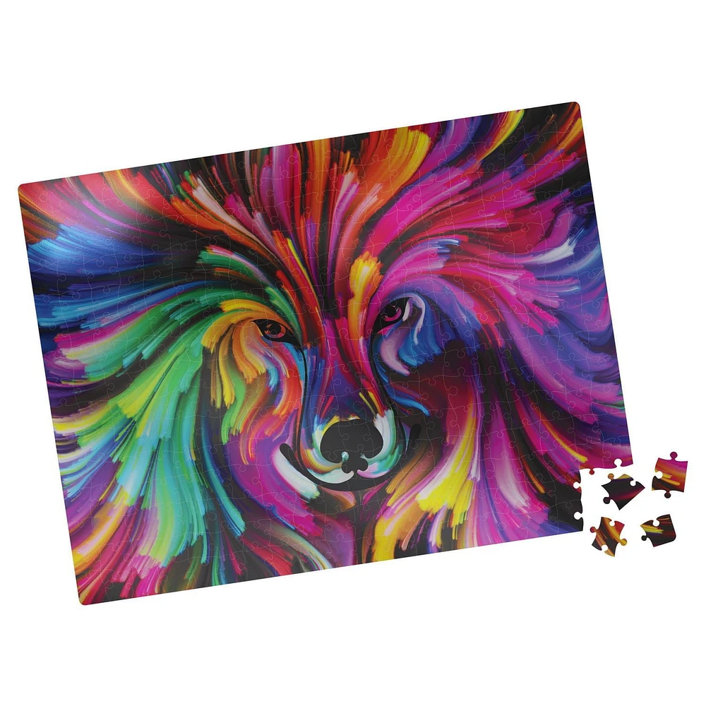 Puzzle de 500 pièces avec effet métallisé, pour adultes et enfants à partir de 8 ans, Peinture de chien