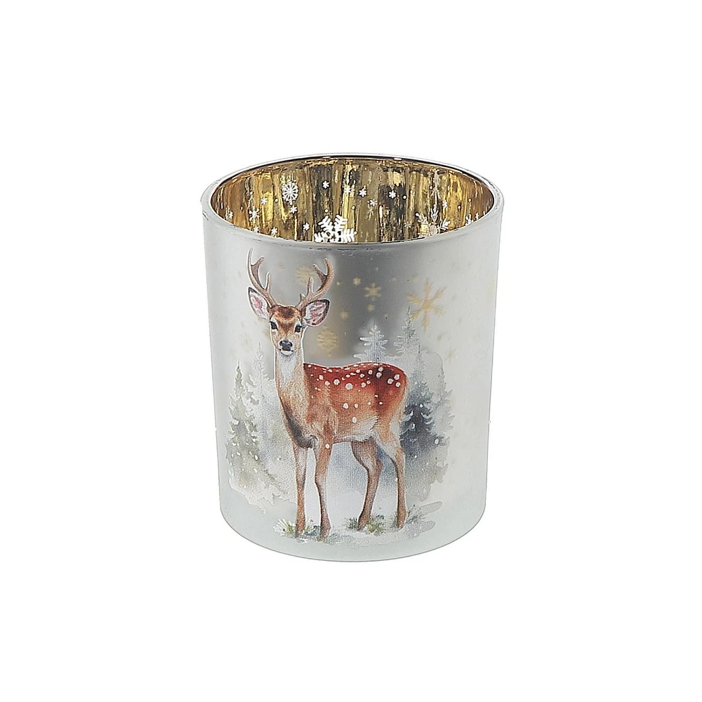 Bougeoir En Verre Cerf Large - Lot De 2