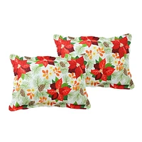 Marina Decoration Couvre-lit Pinsonic imprimé en relief ultra doux pour l'été, ensemble de courtepointe de Noël avec taies d'oreiller, motif de base blanc à motif de poinsettia rouge