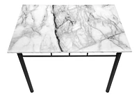 Monarch Specialties  Ensemble De Table À Manger, Ensemble De 5 Pièces, Petit, 40" Rectangulaire, Cuisine, Stratifié Aspect Marbre Blanc, Métal Noir, Contemporain, Moderne