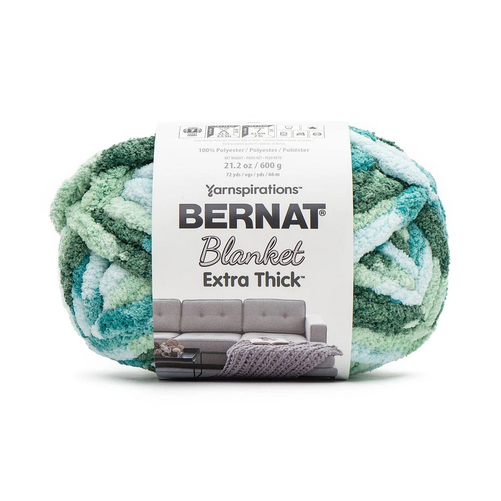 Bernat® Blanket Extra Thick™ Yarn, Polyester #7 Jumbo, 21.2oz/600g, 72 Yards, Value of 2 regular skeins!