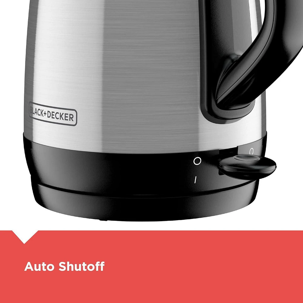 Black+Decker 1.7L Stainless Steel Electric Cordless Kettle, BD 1.7L SS Electric Kettle