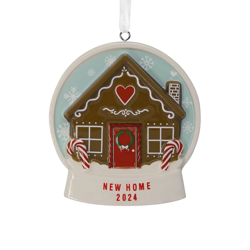 Décoration Hallmark de Noël (Boule à neige, maison de pain d'épices, 2024, céramique)
