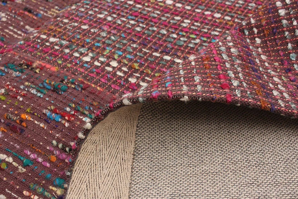 ECARPETGALLERY 5'2" x 7'2" Contemporary Collage Handmade Area Rug for Living Room, Dining Room and Bedroom in Red