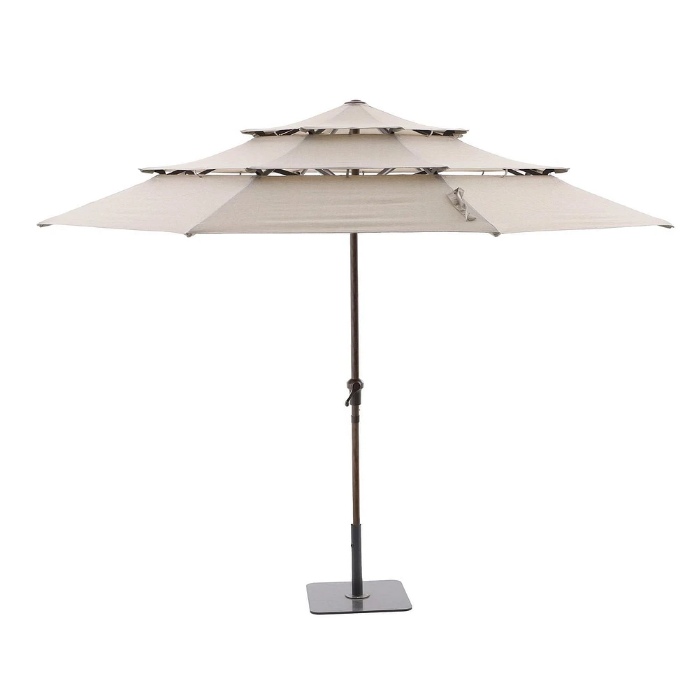 Parasol de marché rond à 3 volants de 3 m hometrends