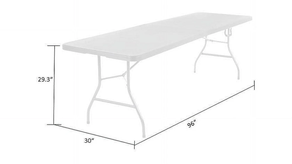 Table pliante pliante à soufflet pliante COSCO Deluxe de 8 pi x 30 po, blanche