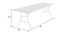 Table pliante pliante à soufflet pliante COSCO Deluxe de 8 pi x 30 po, blanche