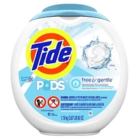 Détergent à lessive Tide PODS Free & Gentle, non parfumé 81 capsules