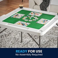 Table de jeu pliante blanche granite et carrée de 34,5 po avec surface de jeu verte