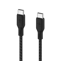 Câble USB-C vers USB-C Belkin, câble d’alimentation tressé BoostCharge (3 m/10 pi), câble de chargement rapide Power Delivery 100 W, certifié USB-IF pour iPhone 16, MacBook, Chrome BELKIN CÂBLE C-C BEL 3M NOIR