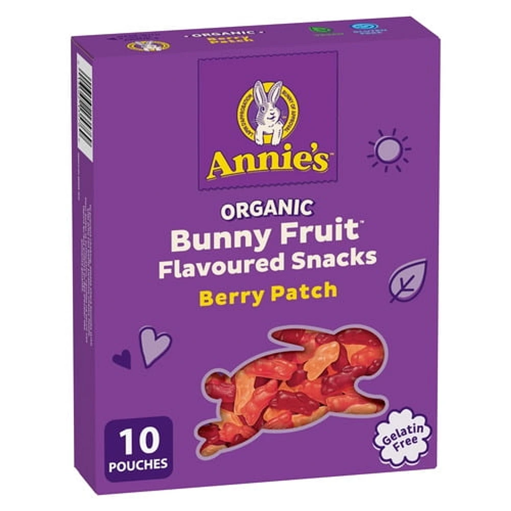 Annie'sMC Biologique Bunny Fruit Collations aromatisées Baies des champs, Collation pour Enfants, 198 g 10 sachets, 198 g