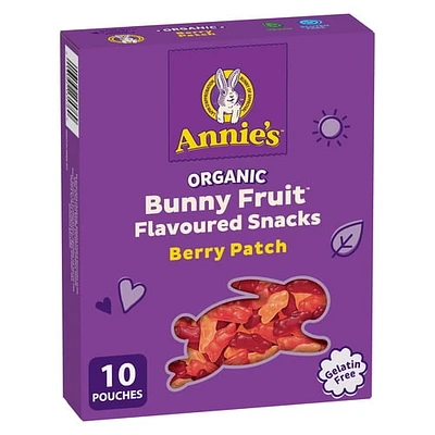 Annie'sMC Biologique Bunny Fruit Collations aromatisées Baies des champs, Collation pour Enfants, 198 g 10 sachets, 198 g