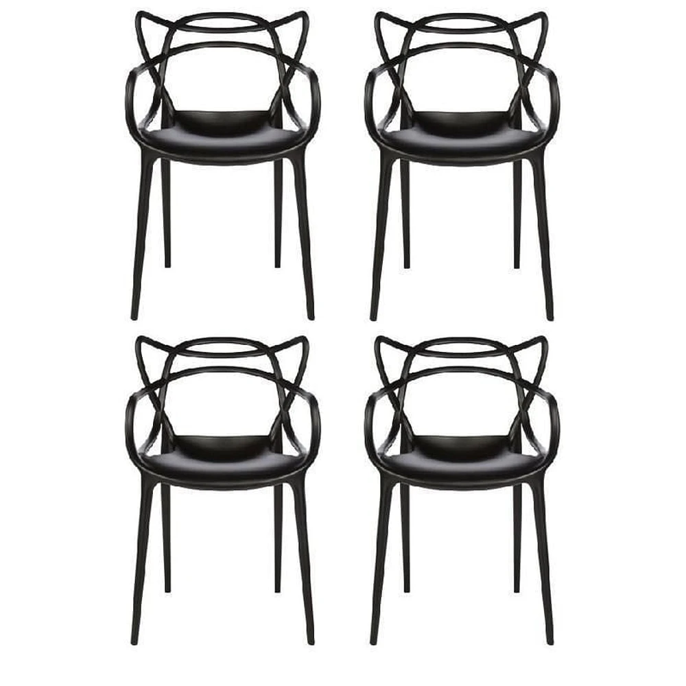 Chaise de salle à manger Take Me Home avec accoudoirs – Lot de 4 chaises Masterchairs blanches, design imperméable, durable et élégant pour une utilisation en intérieur et en extérieur,