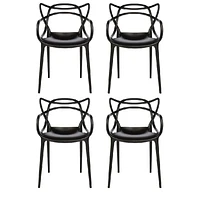 Chaise de salle à manger Take Me Home avec accoudoirs – Lot de 4 chaises Masterchairs blanches, design imperméable, durable et élégant pour une utilisation en intérieur et en extérieur,