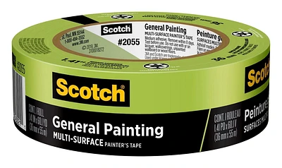Ruban pour peintres pour surfaces multiples à usage général Scotch®, 2055-36NP, 36 mm x 55 m (1,41 po x 60,1 v) 36 mm x 55 m