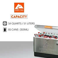 Glacière Ozark Trail 54 pintes Glacière en acier inoxydable avec décapsuleur 85 canettes, 51 L