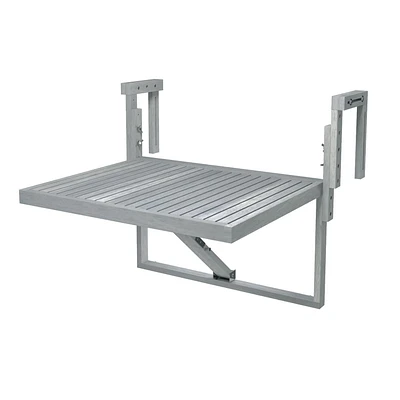 La table de balcon a une surface de table à charnière de 28 pouces x 24 pouces avec Interbuild.