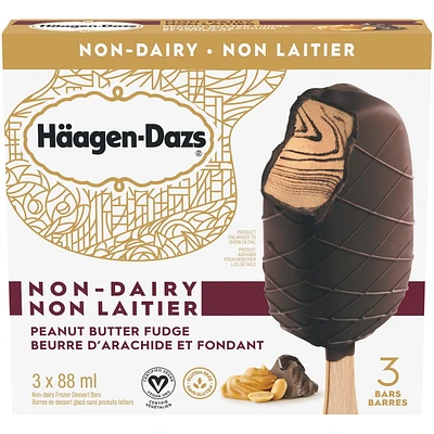 HÄAGEN-DAZS Sans produits laitiers Beurre d'arachide et fondant, 3 x 88 ml