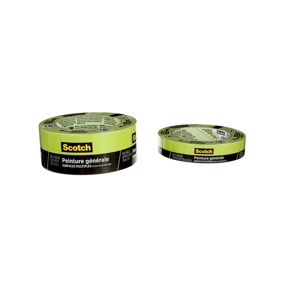 Ruban pour peintres pour surfaces multiples à usage général Scotch®, 2055-36NP, 36 mm x 55 m (1,41 po x 60,1 v) 36 mm x 55 m