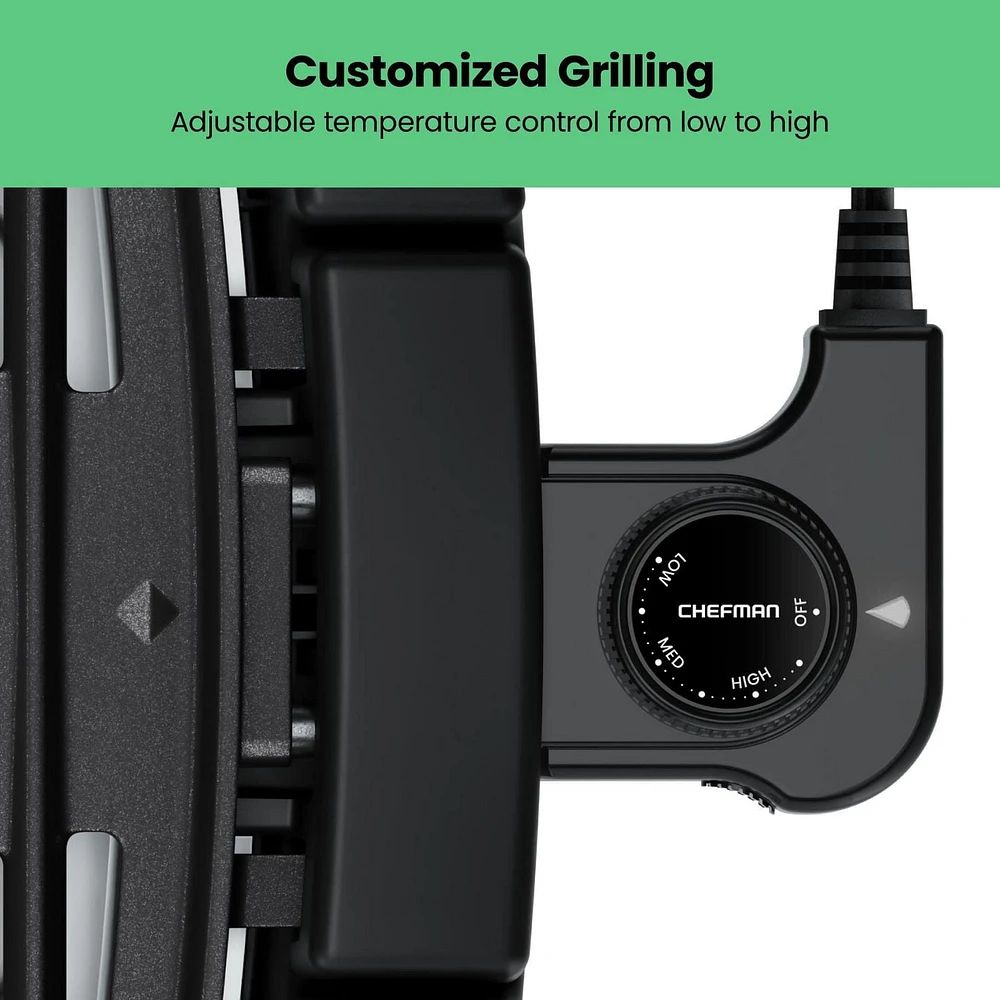 Chefman Smokeless Indoor Electric Grill w/ Nonstick Table Top and Adjustable Temperature Control – Black, New