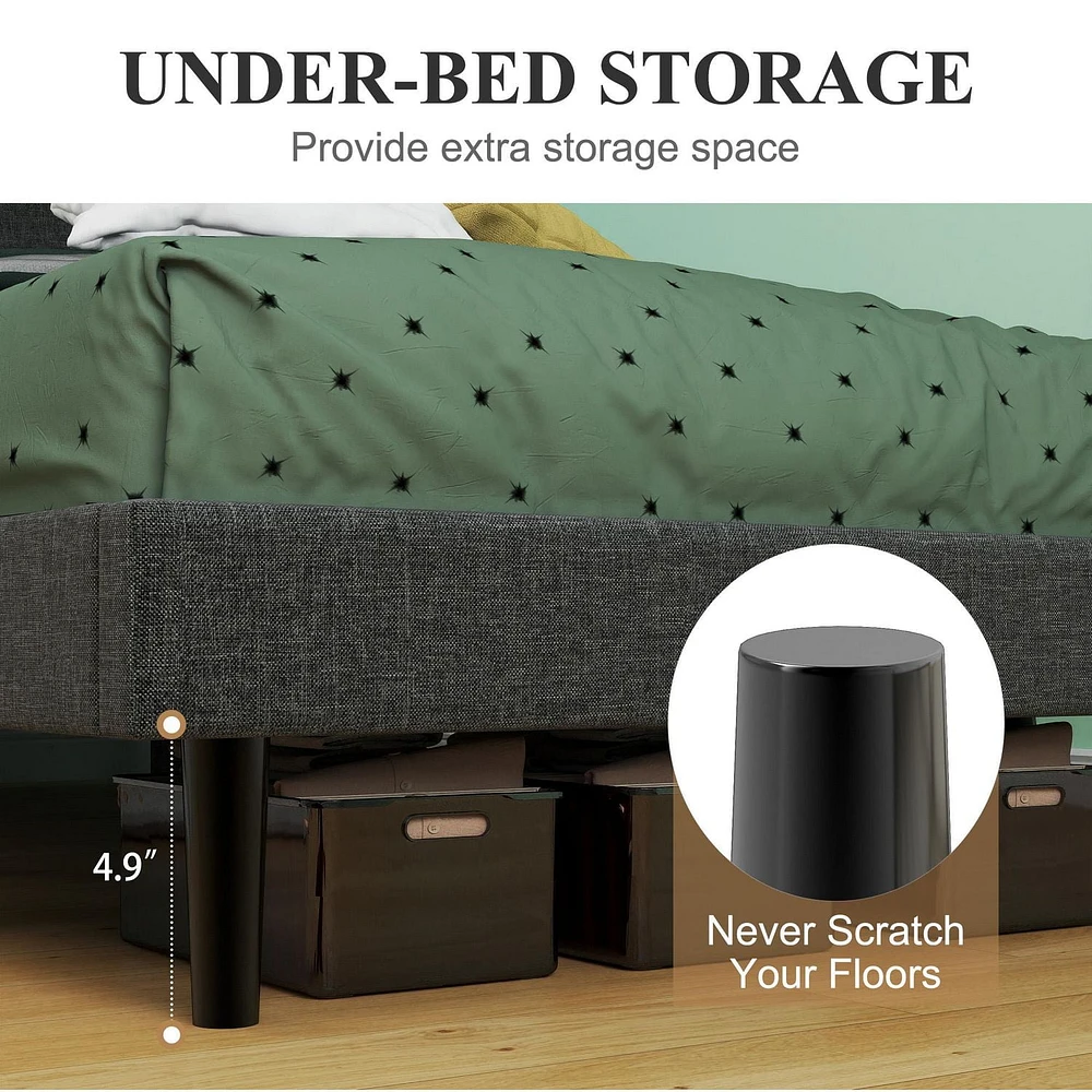 Cadre de lit rembourré pour enfants Homy Casa avec ports USB et tête de lit à lumière DEL, lattes métalliques robustes
