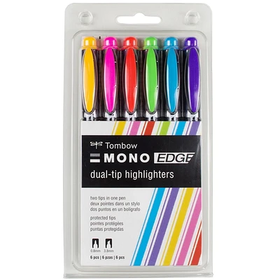 Tombow MONO Edge Dual-Tip Highlighters, 6-Pack