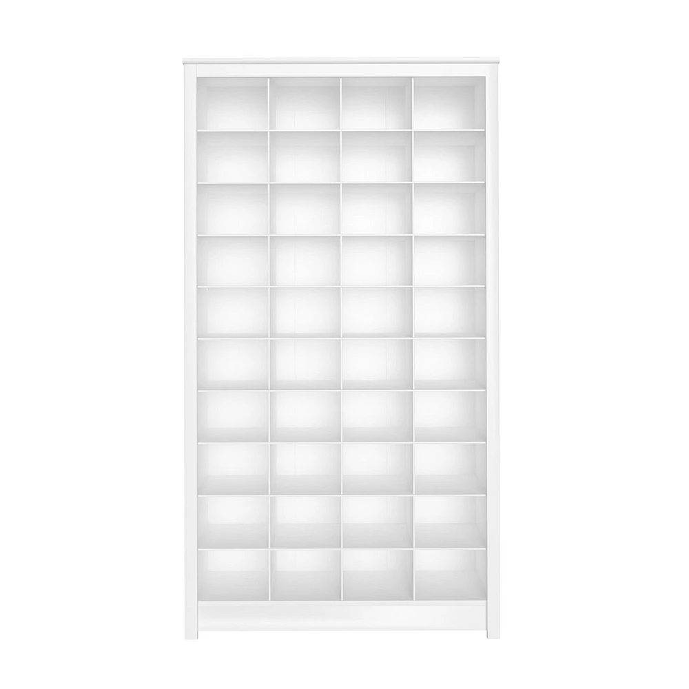 Prepac White 40 Cubby Shoe Storage Cabinet 13"D x 39.5" W x 72.5" H