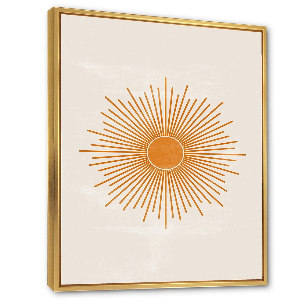 Designart Imprimé soleil orange II ART MURAL À CADRE FLOTTÉ