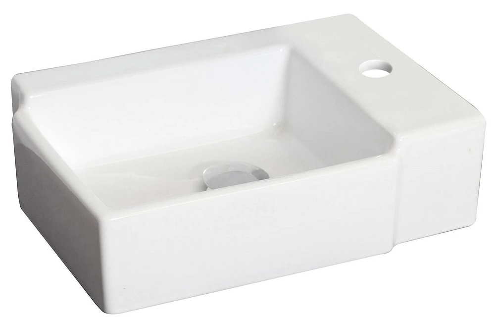 American Imaginations -in. W Above Counter White Bathroom Vessel Sink Set For 1 Hole Right Faucet AI
