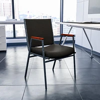 Lot de 4 pièces - Chaise empilable robuste de la série HERCULES en tissu à pois noir avec appuis-bras