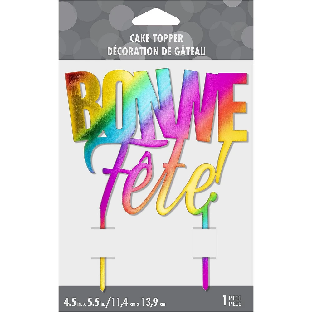 Cake Top Bonne Fete Rainbow Acr, Rainbow Bonne Fete Topper