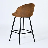 Ensemble de 4 tabourets de bar pivotants Homy Casa, hauteur de comptoir de 26 pouces, sièges rembourrés avec dossier incurvé et détails surpiqués, beige/gris/bleu/brun