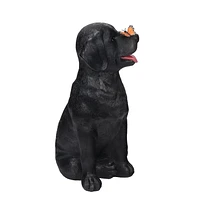 Black Dog with Butterfly Statue, 34cm Height Black Dog with Butterfly