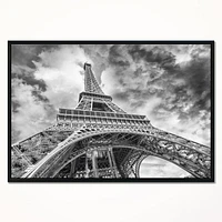 Design Art Black And White View of Paris Paris Eiffel Tower Framed Canvas Art Print
