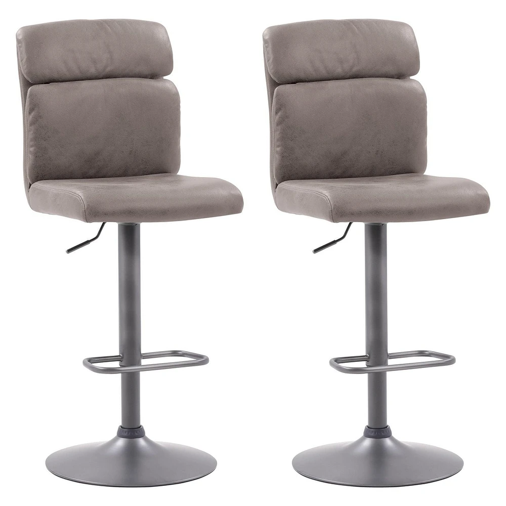 CorLiving Palmer Adjustable High Back Distressed Grey Barstool, Set of 2