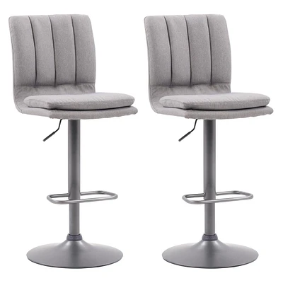 Tabouret de bar touffeté réglable tapissé gris Palmer, lot de 2