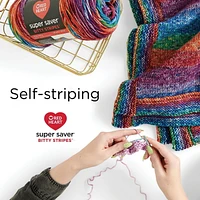 Red Heart® Super Saver® Bitty Stripes™ Fil, Acrylique #4 Moyen, 10oz/283g, 515yd