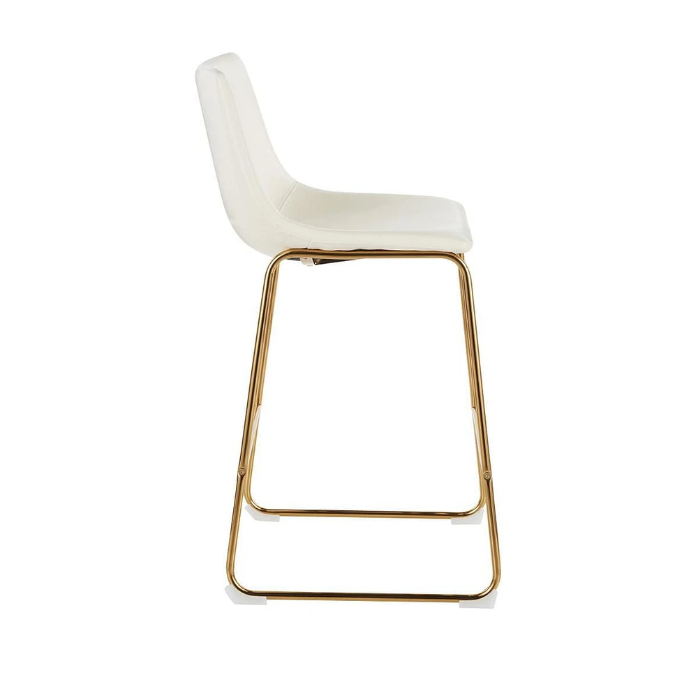 Tabouret Plata Import Landon en Blanc avec Pieds Dorés