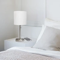 Lampe bâton LimeLights avec port de chargement USB et abat-jour en tissu, blanc