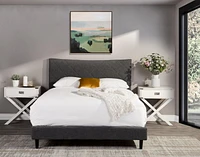 Topline Home Furnishings Lit King Size Rembourré Gris Foncé