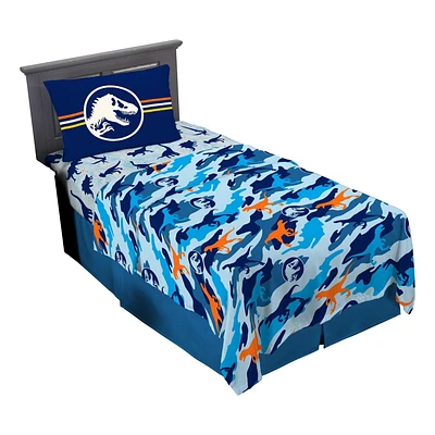 Ensemble de draps pour lit 1 place Monde Jurassique "Point de vue bleu" Ensemble de draps Jurassic