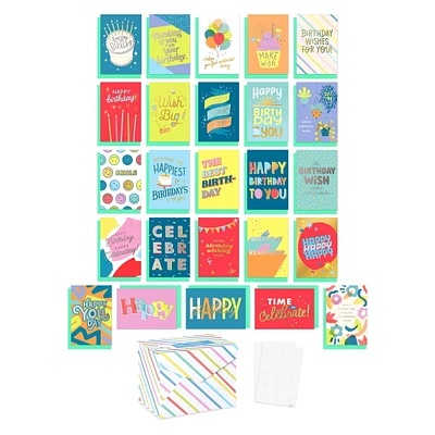 American Greetings - Assortiment de 25 cartes de fête avec enveloppes, cachets et boîte de rangement (Célébrer)