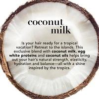 Shampooing hydratant OGX nourrissant + lait de coco, ce shampooing hydratant et réparateur hydrate pour des cheveux doux dès le premier emploi, sans parabènes ni surfactants sulfatés 385 ml