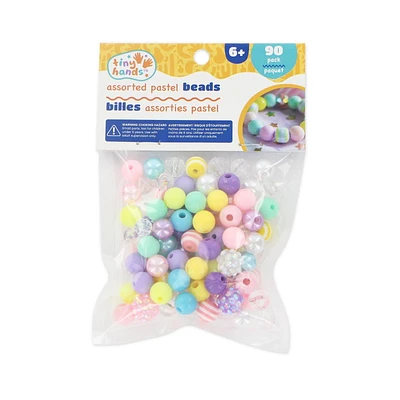 TINY HANDS Perles pastel assorties, paquet de 90, ronde, en forme d'étoile, 6 ans et plus, enfants, bricolage BEAD UNICORN MIX90PC