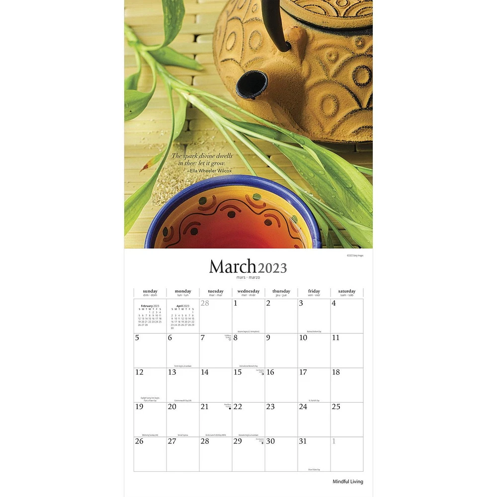 Mindful Living | 2023 12x24 Inch Square Wall Calendar