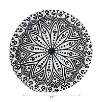 IH Casa Decor Imprimé Rond Cotton Corde Placemat Blue Mandala - Ensemble De 12