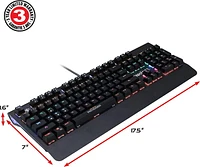 ENHANCE Pathogen 2 Blue Switch Mechanical Keyboard - Mechanical Gaming Keyboard with Fast 1ms Response Polling Rate, Integrated Wrist Rest, 26KRO & Anti-Ghosting, 7 LED Rainbow Lighting Effects