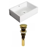 American Imaginations -in. W Above Counter White Bathroom Vessel Sink Set For Wall Mount Drilling AI