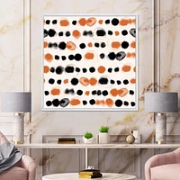 Designart Pois noirs et orange ART MURAL À CADRE FLOTTÉ